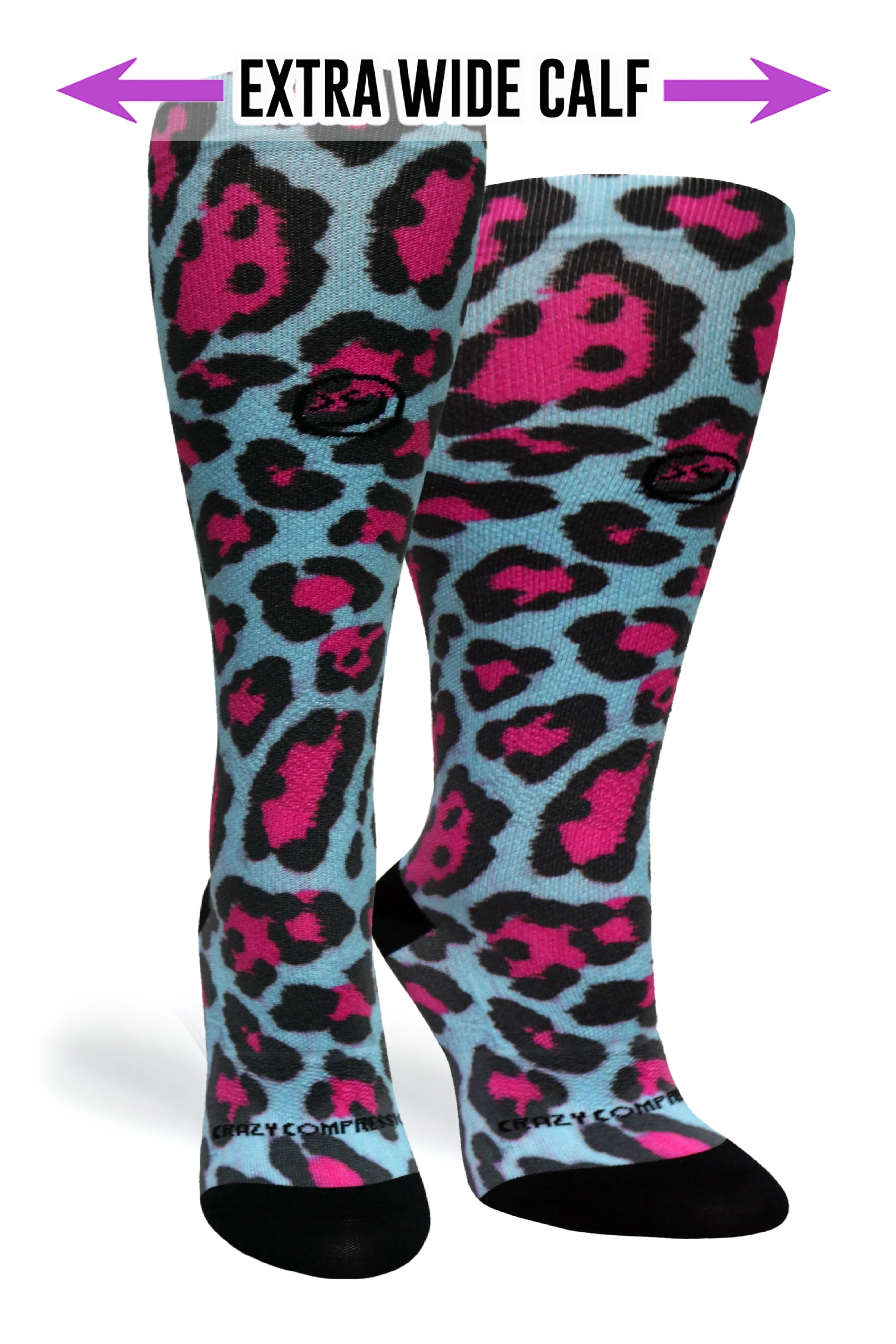 Cheetah Blue Compression Socks - Image 2