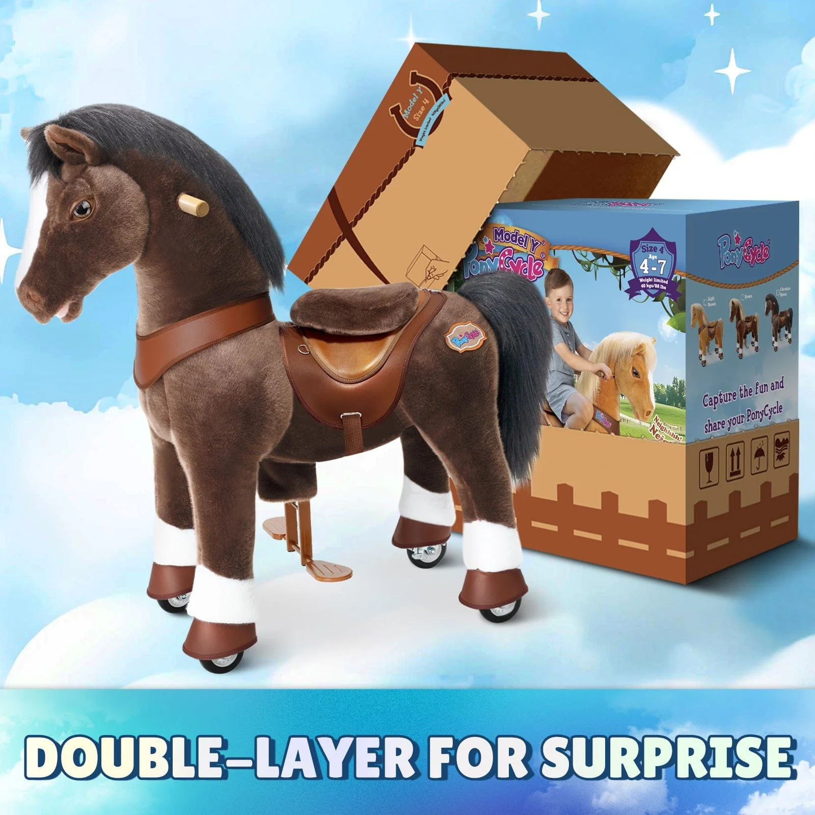 Chocolate Horse Ride-On Toy - Age 4–7 - Image 8