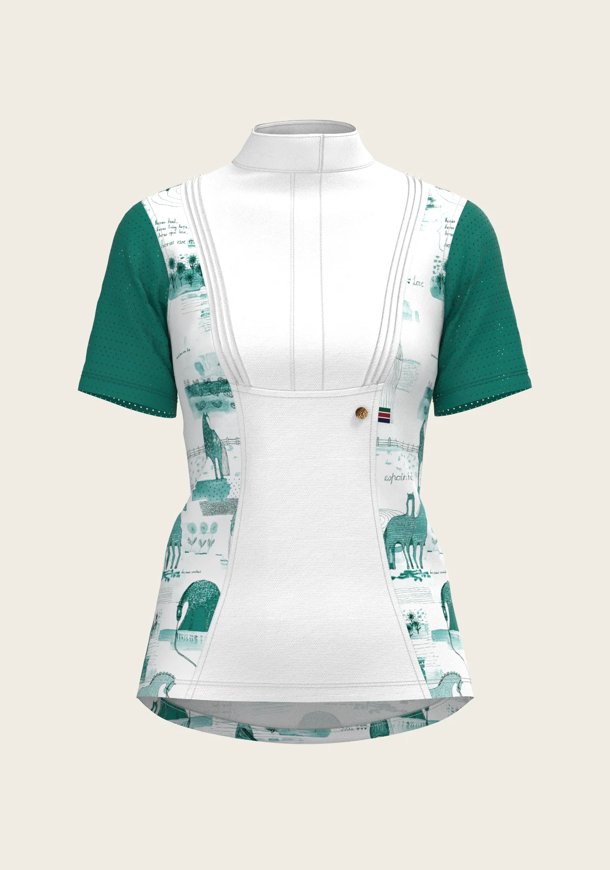 Daydreaming Horses Pleated Short Sleeve Show Shirt