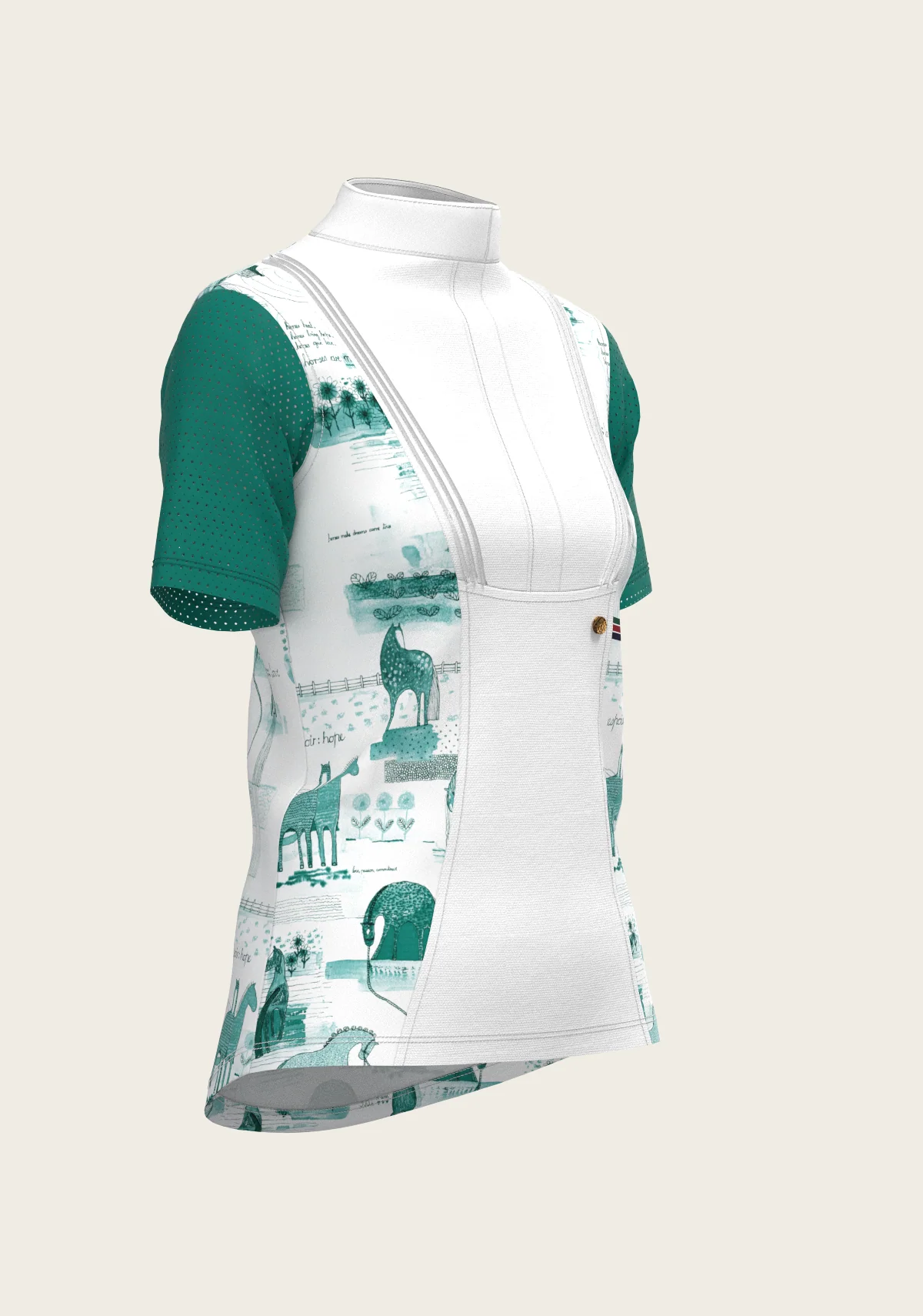 Daydreaming Horses Pleated Short Sleeve Show Shirt - Image 3