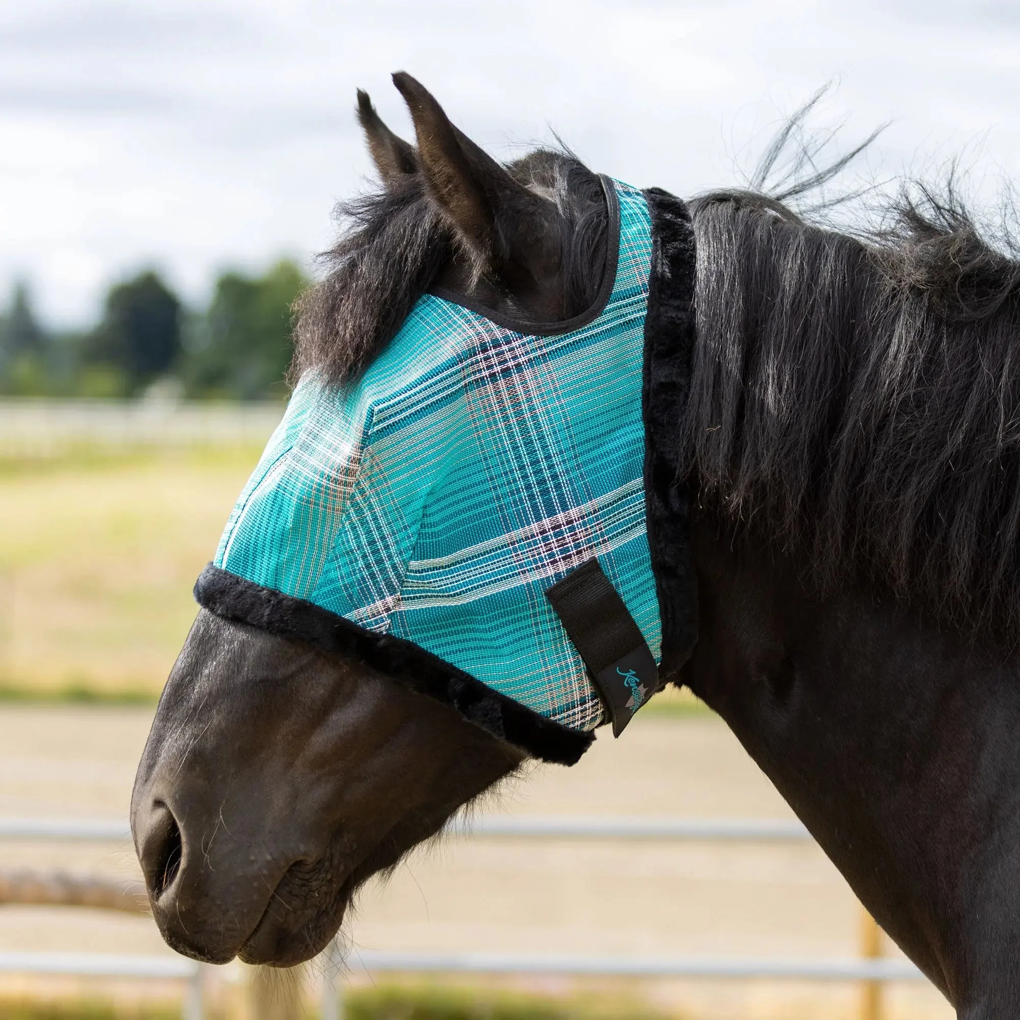 Draft Fly Mask with Fleece Trim - Open Ear Design - 73% UV Blocking - Image 6