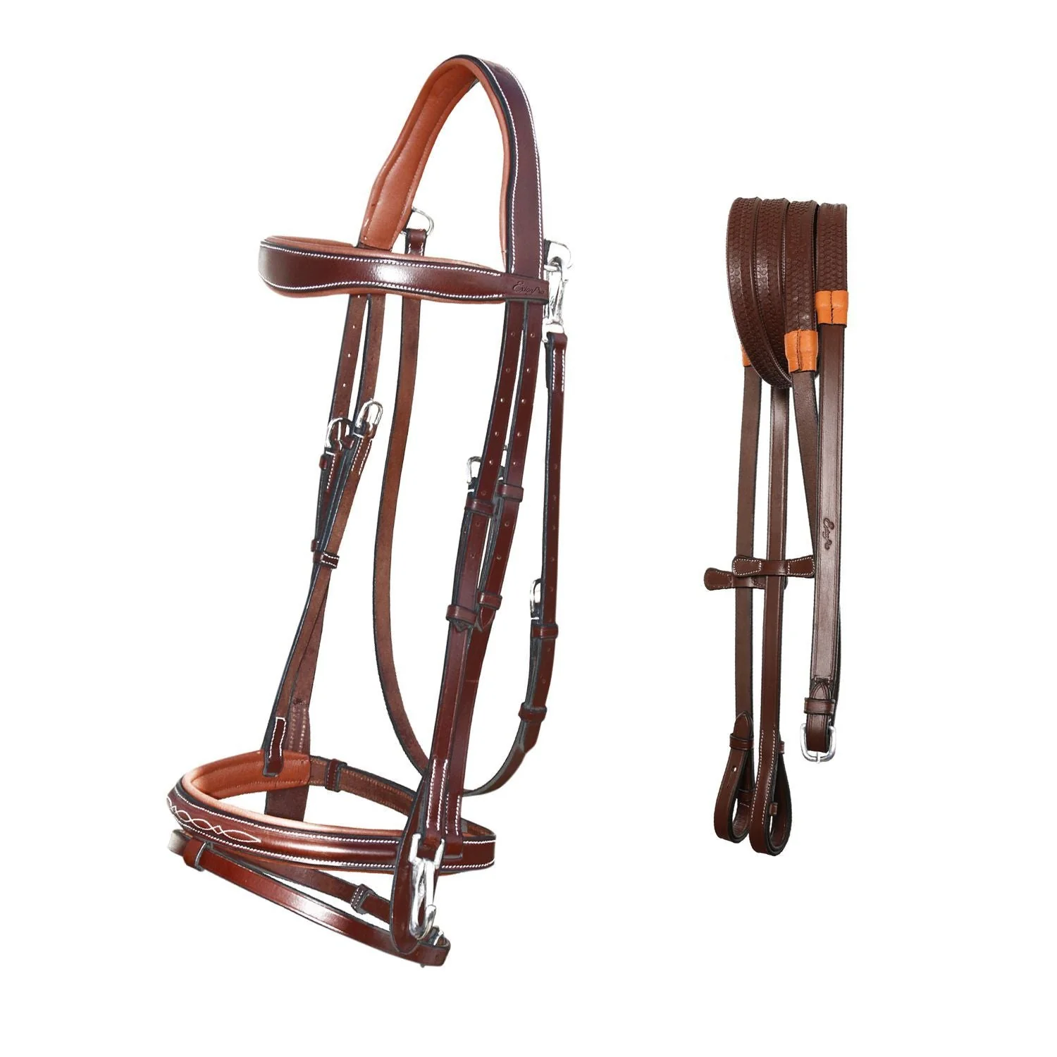 ExionPro Snap Snaffle Jumping Bridle with Rubber Reins - Image 3