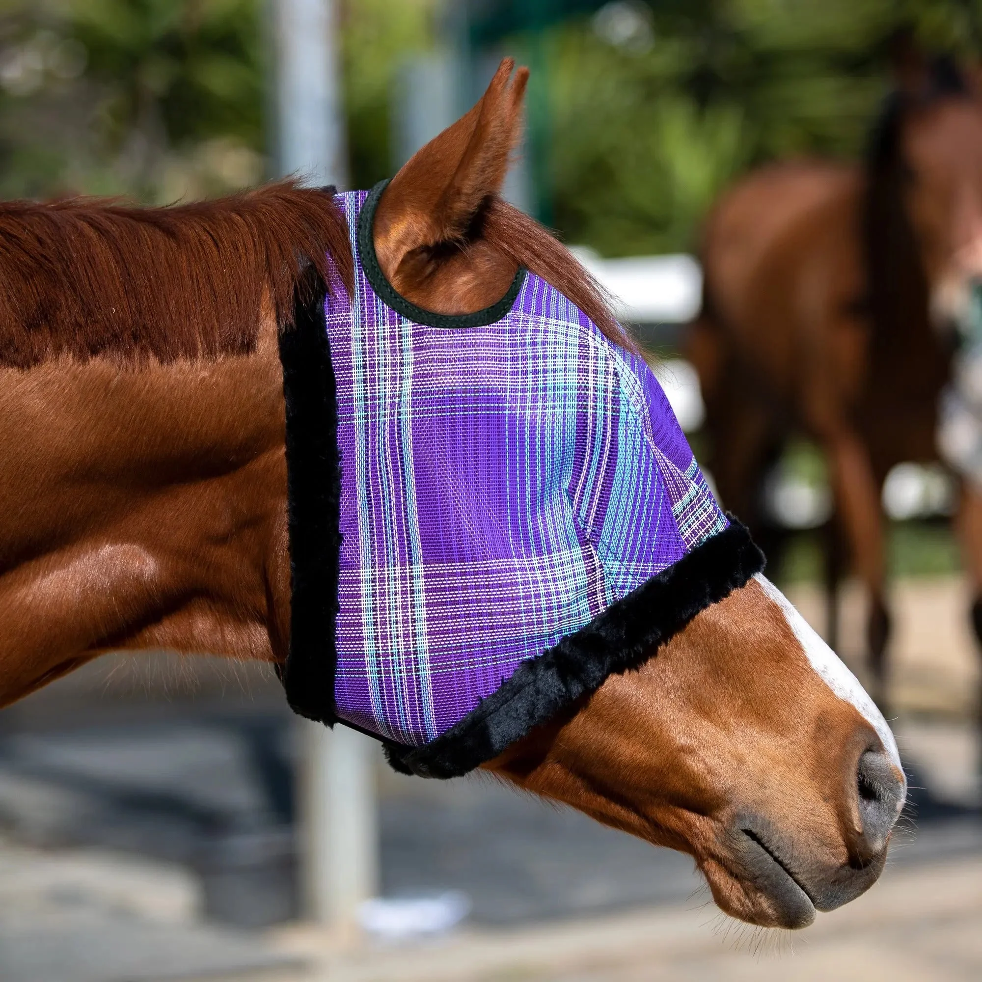 Fly Mask with Fleece Trim - Dual Ear Holes - 73% UV Blocking - Image 2