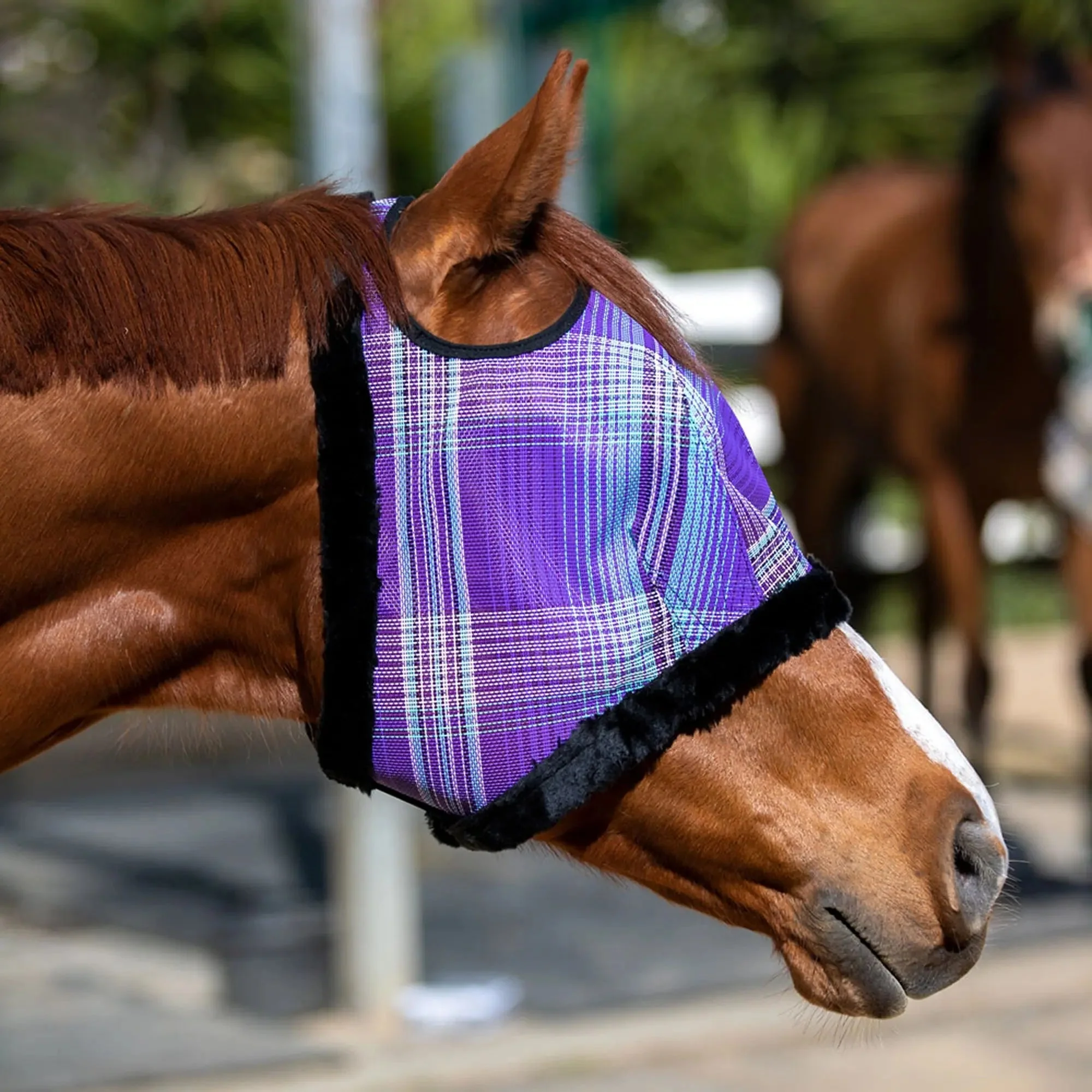 Fly Mask with Fleece Trim - Open Ear Design - 73% UV Blocking - Image 3