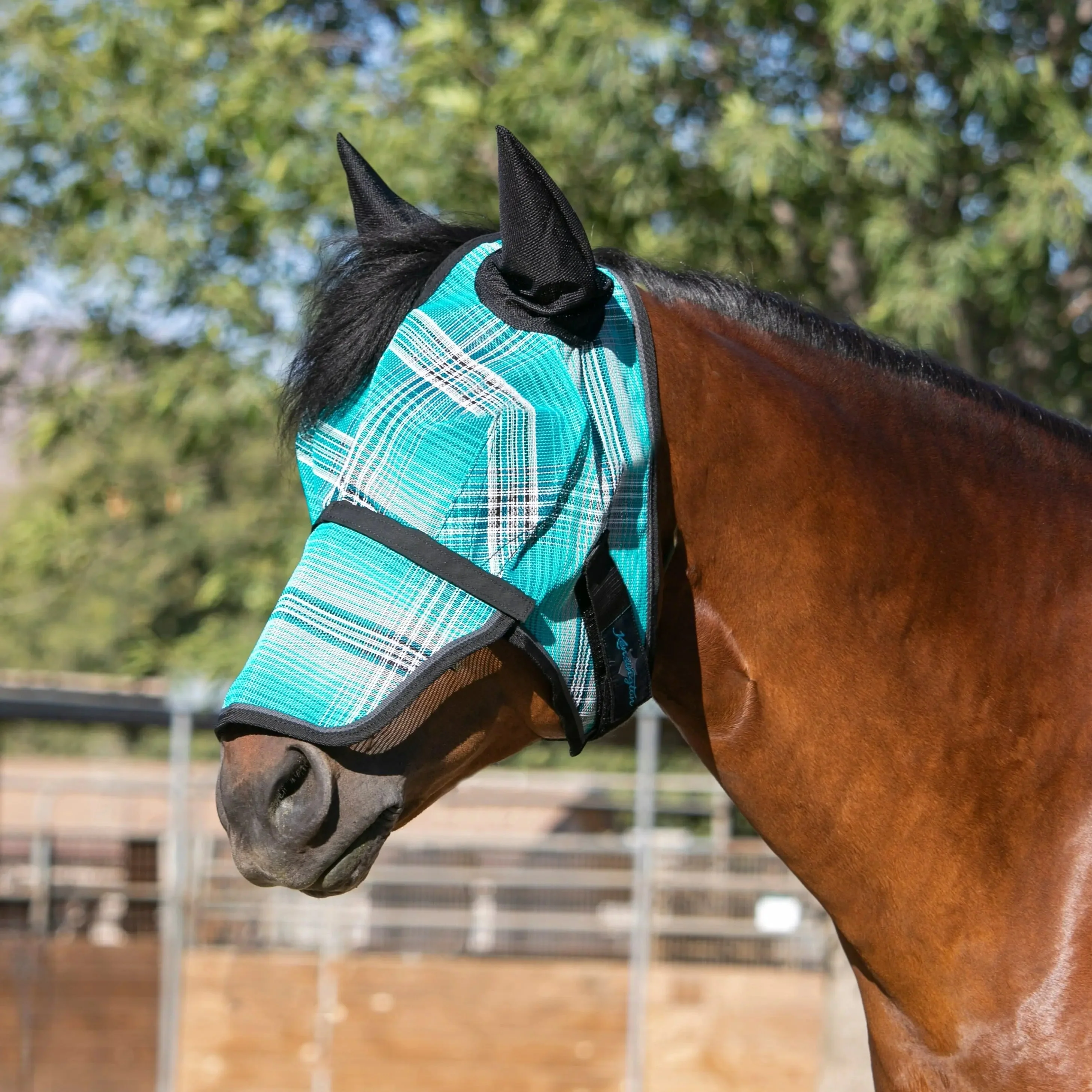 Fly Mask with Removable Nose and Soft Mesh Ears - 73% UV Blocking - Image 16