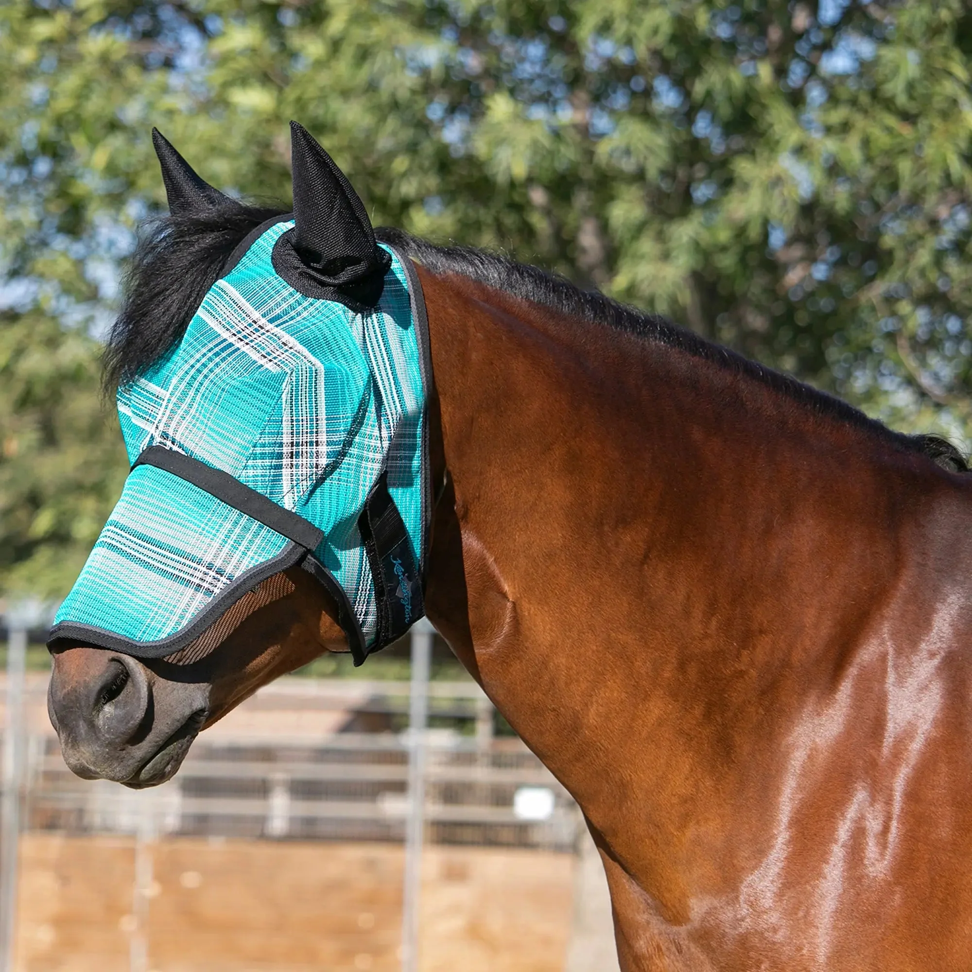 Fly Mask with Removable Nose and Soft Mesh Ears - 73% UV Blocking - Image 6