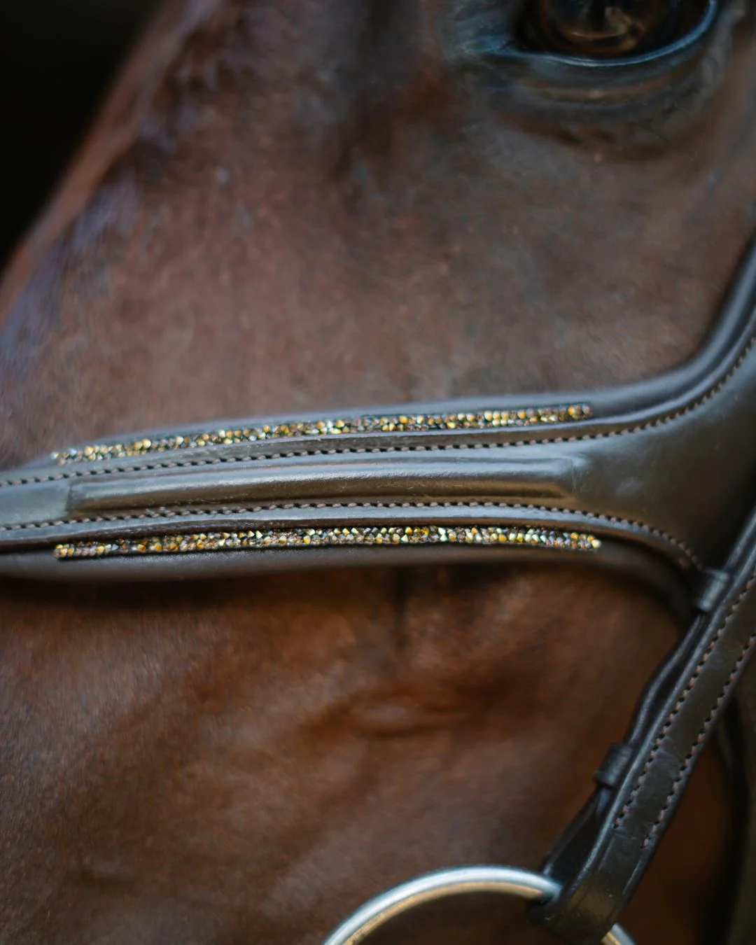Hidden Flash! Pro-fit Comfortable Bridle with Patent Noseband and Crystal Browband - Image 4