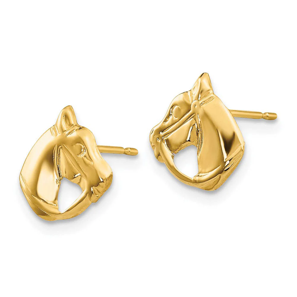 Kids Horse Head 14k Gold Earrings - Image 2
