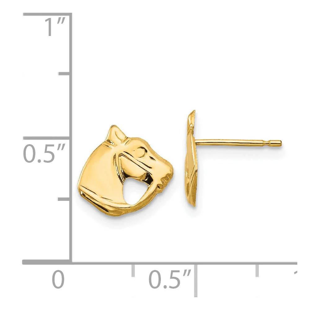 Kids Horse Head 14k Gold Earrings - Image 4