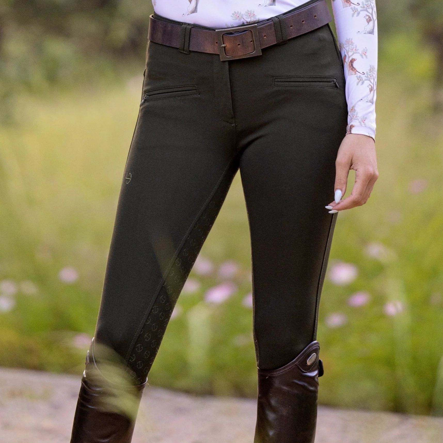Kimberly Full Seat Breeches - Army Green - Image 5