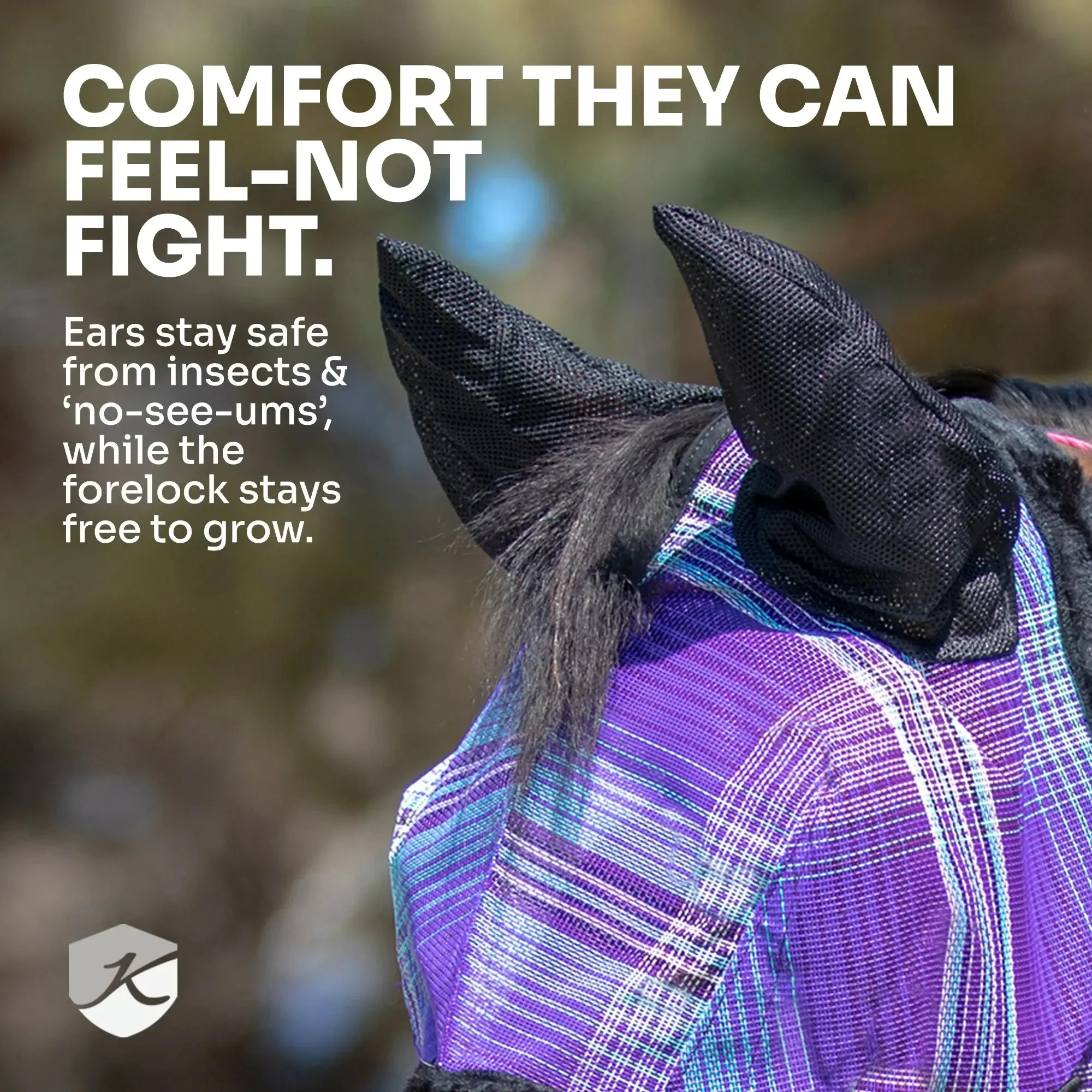 Mini/Pony Fly Mask with Fleece Trim & Soft Mesh Ears - 73% UV Blocking - Image 8