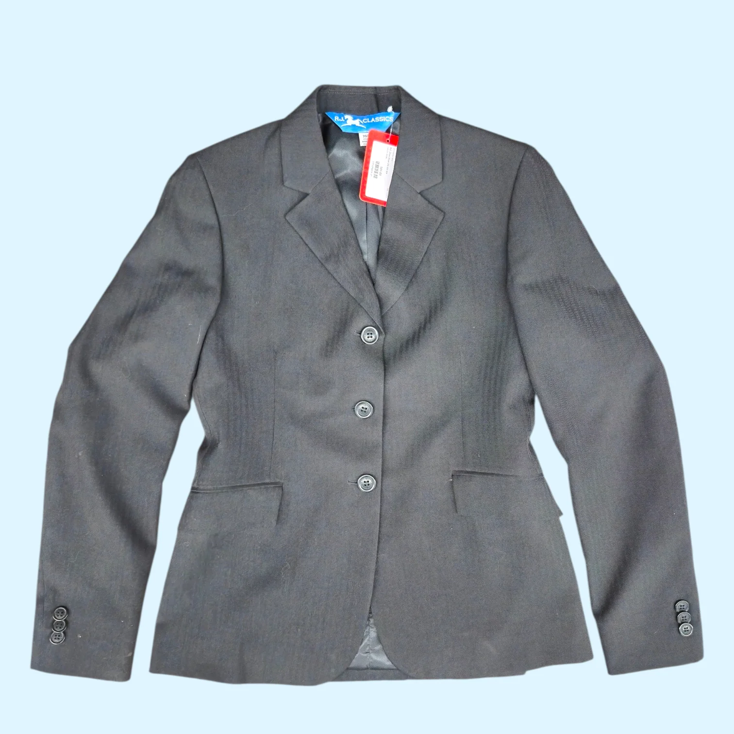 R.J. Classics Girls Hampton Show Coat in Black - 16 Reg