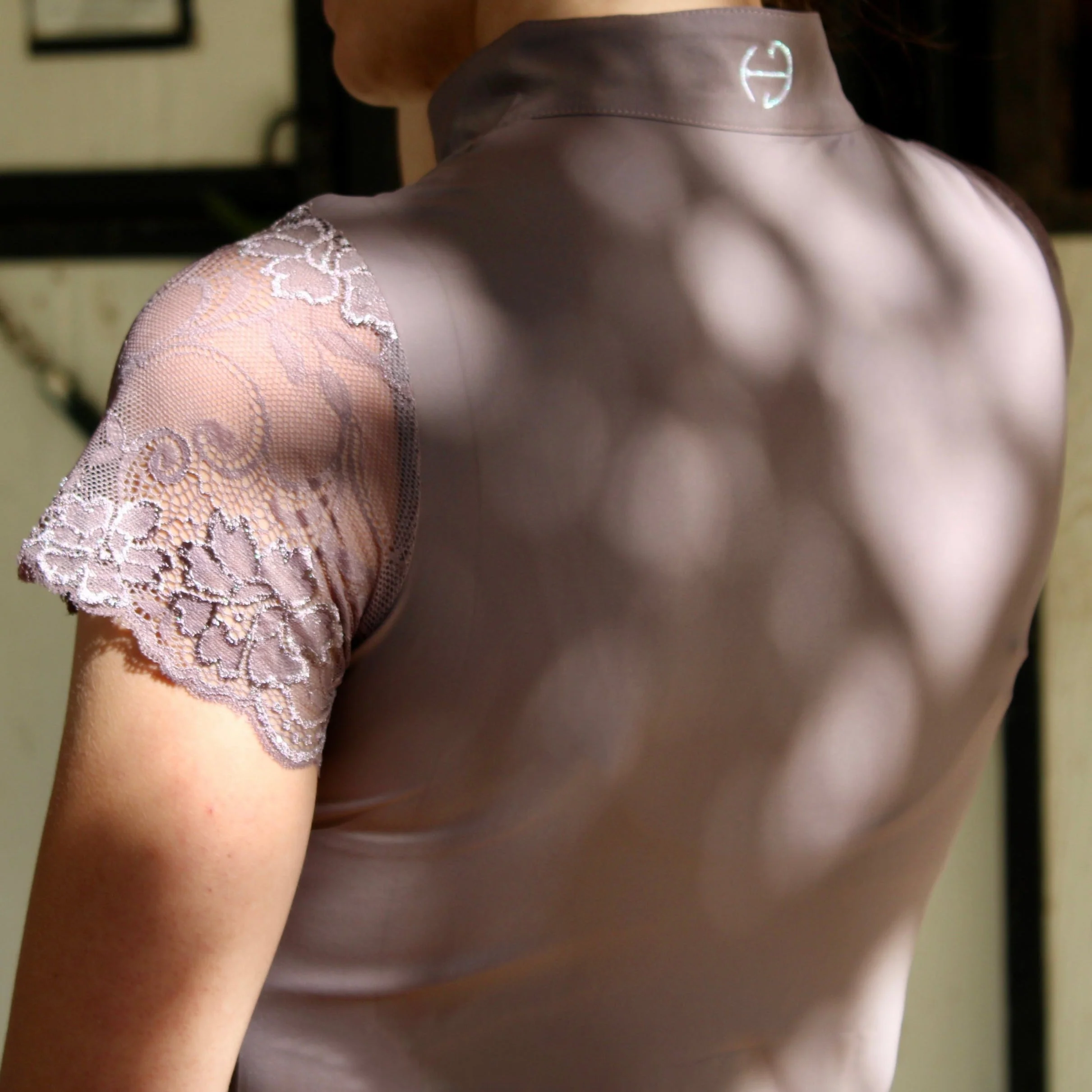 Tara - Taupe Short Sleeve Lace Competition Shirt - Image 7
