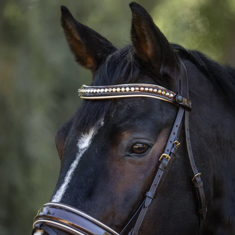 The Catalonia Metallic Bronze Leather Snaffle Bridle with Removable Flash - Image 9