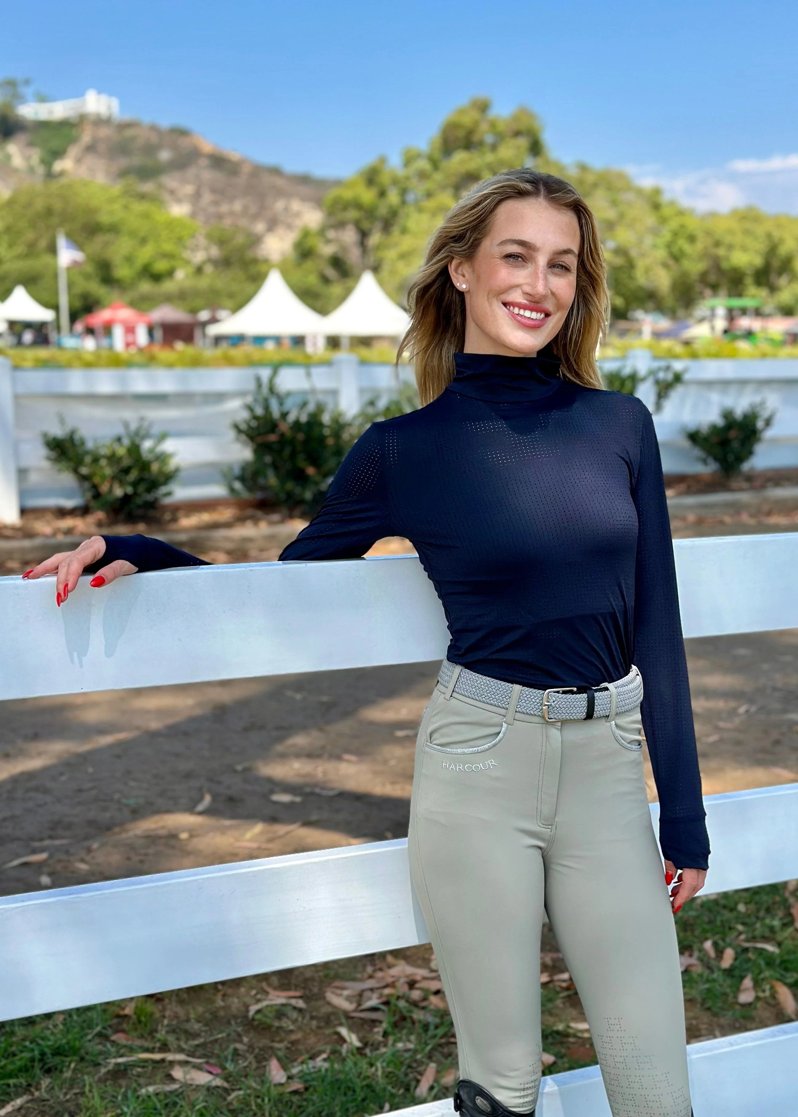 Venti Womens Mock Neck Perforated Long Sleeve Technical Shirt - Image 11